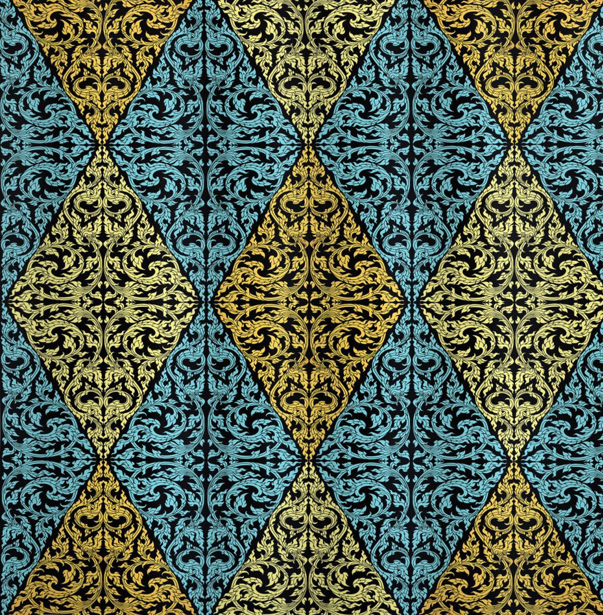 Curlicue Rococo Ornament Rhombs — Pattern