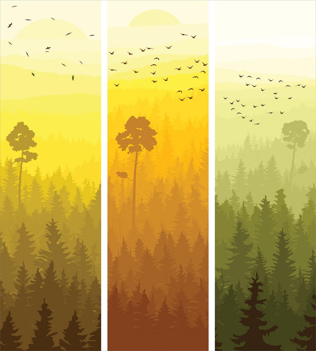 Hills Trees and Birds — Pattern