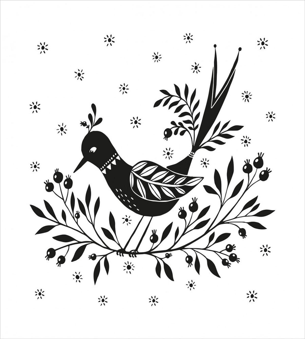 Bird on Thin Berry Branch — Pattern