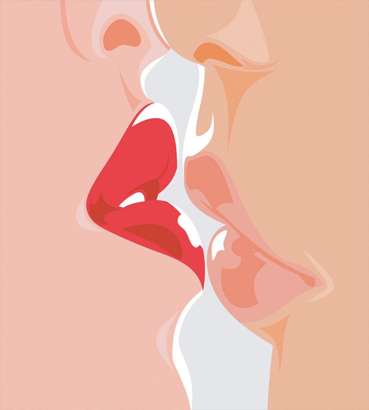 Close up View Lovers Kiss — Pattern