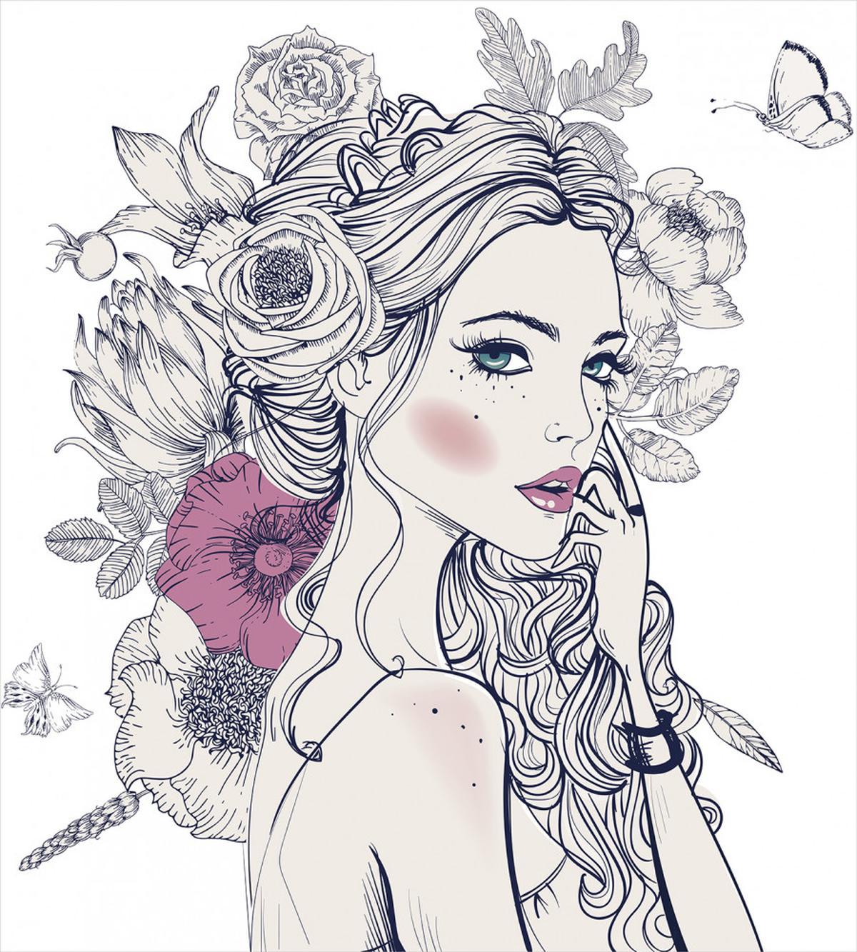 Butterfly Woman Portrait — Pattern