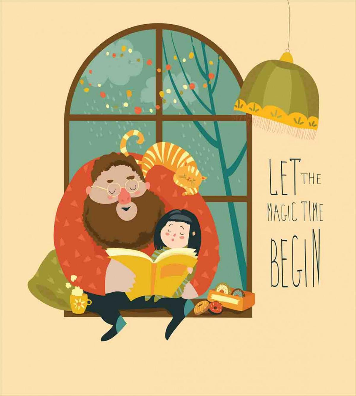 Father Daughter Reading — Pattern
