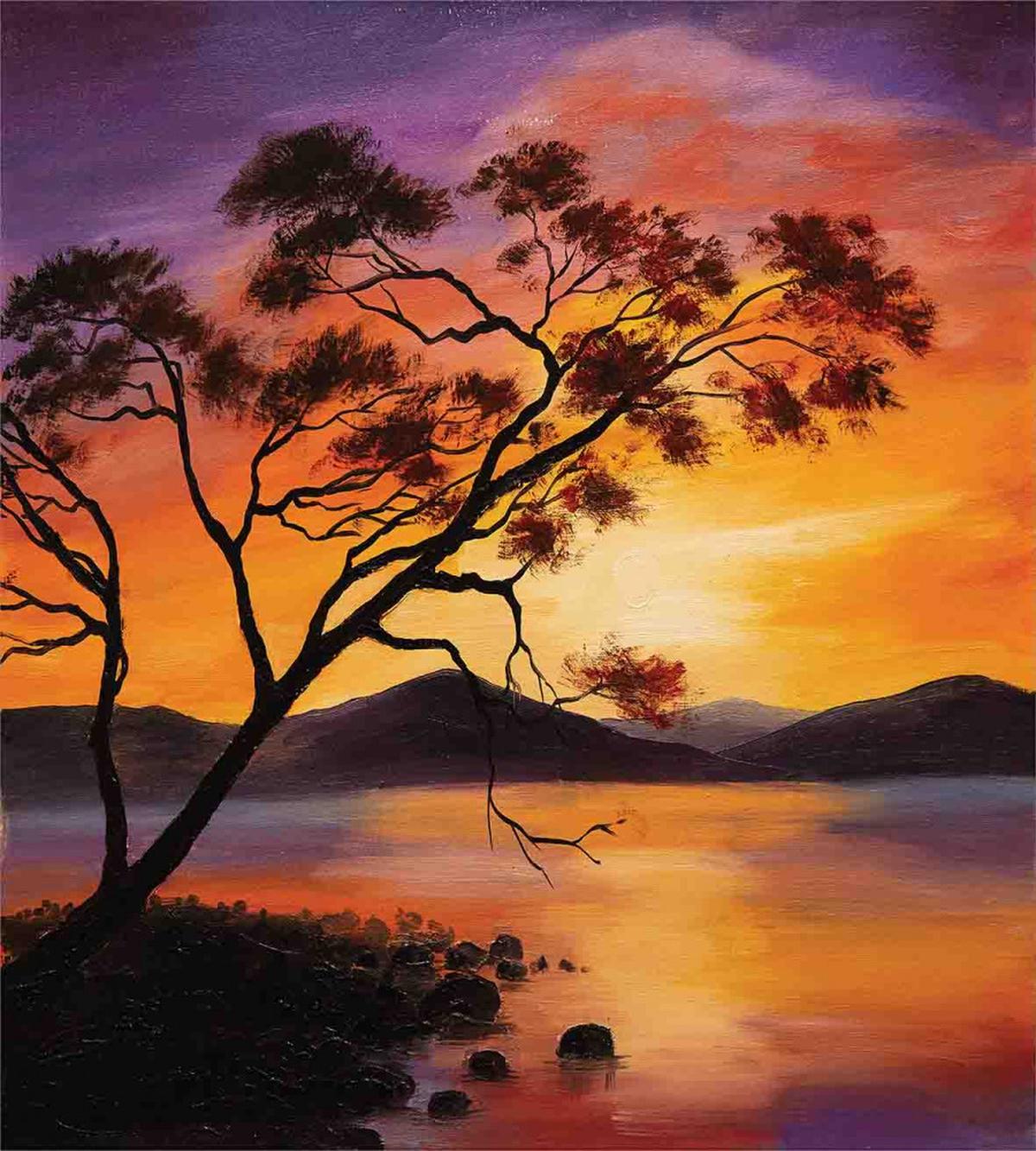 River Mountain Sunset — Pattern