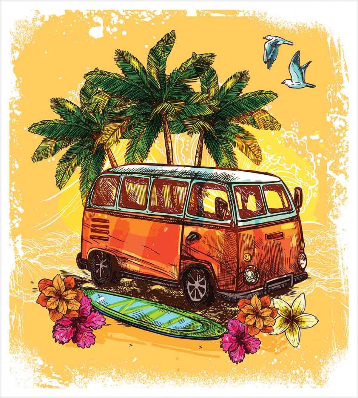 Hippie Old Exotic Bus — Pattern