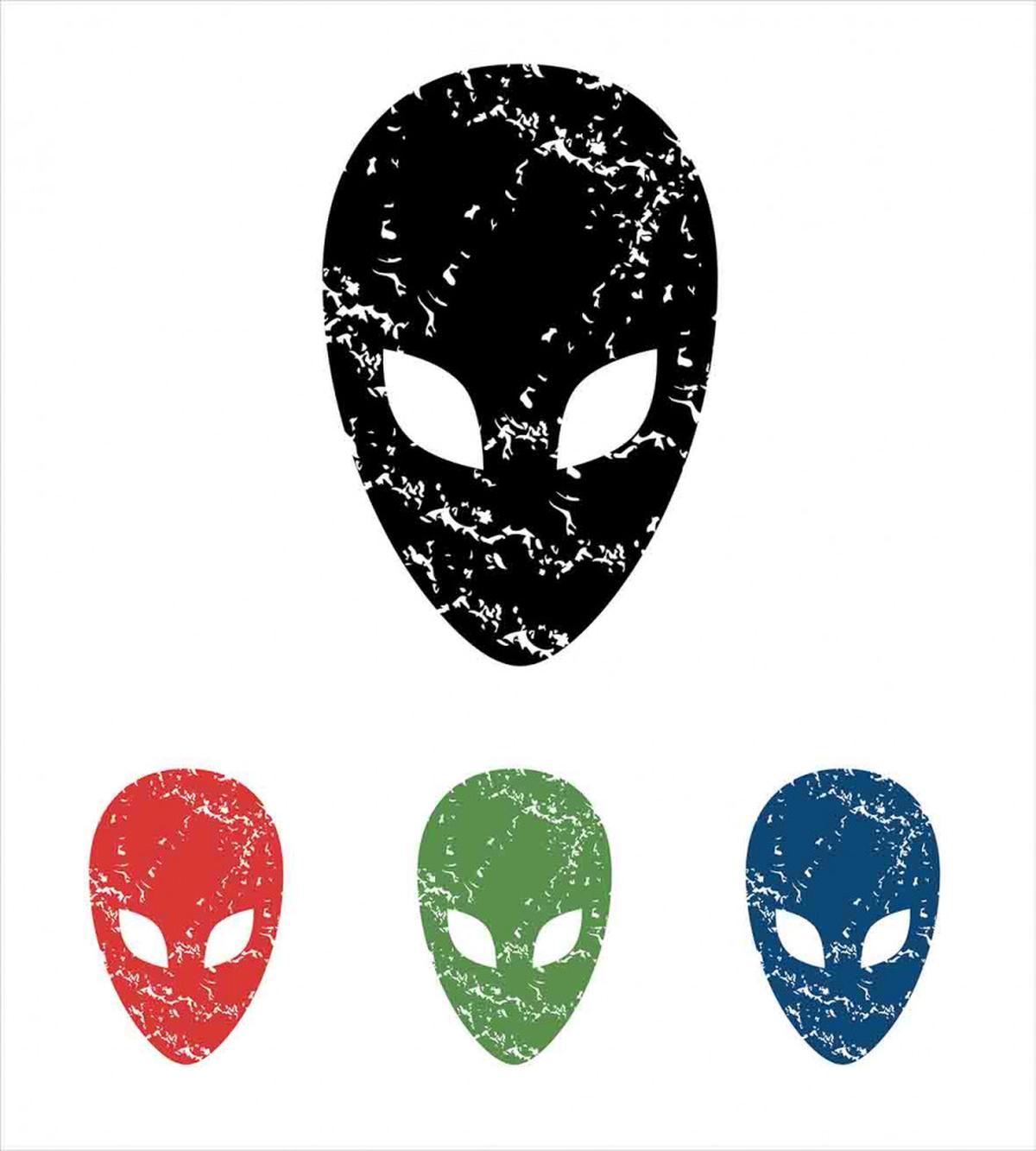 Grunge Alien Heads Art — Pattern