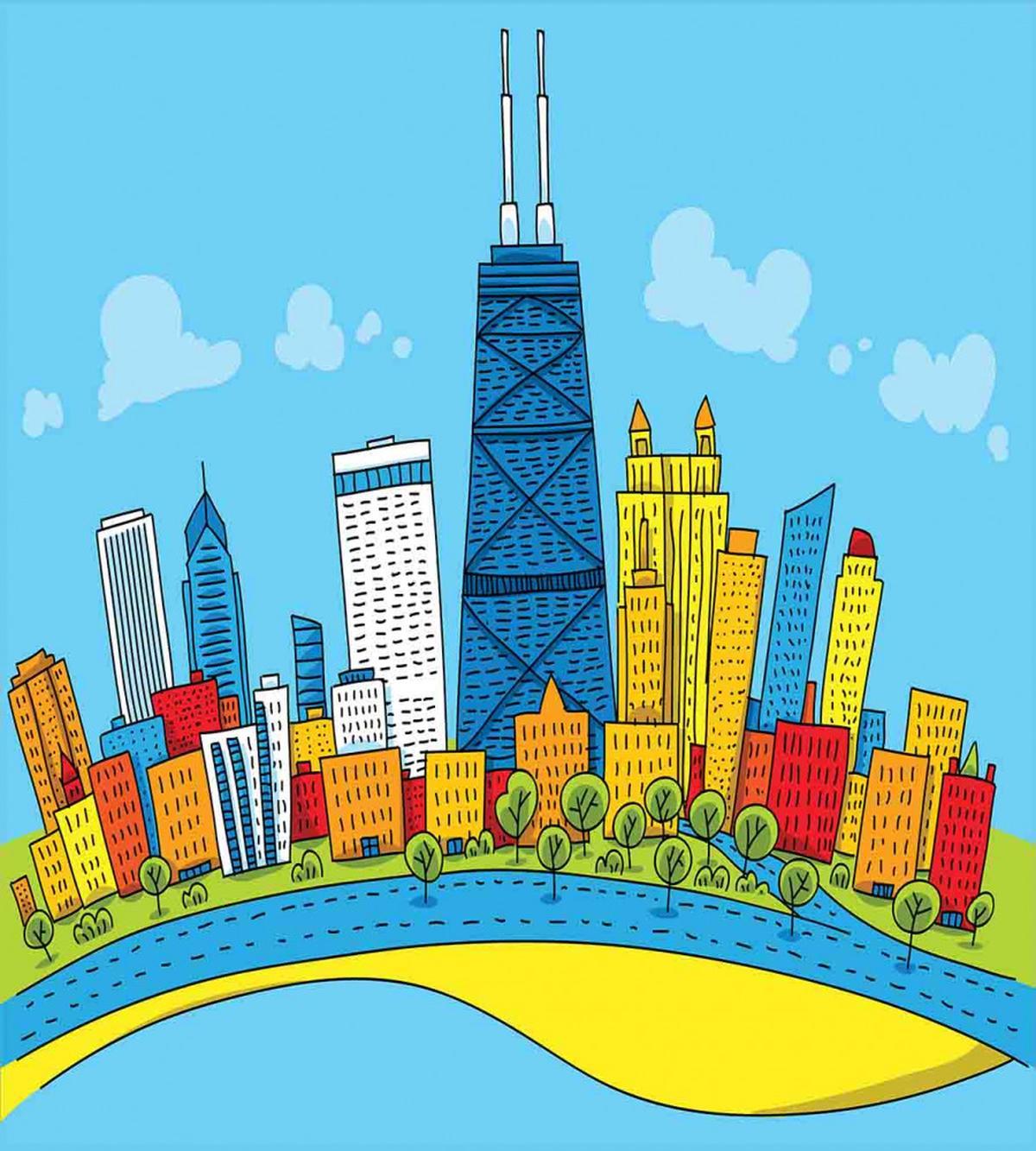Cartoon City View — Pattern