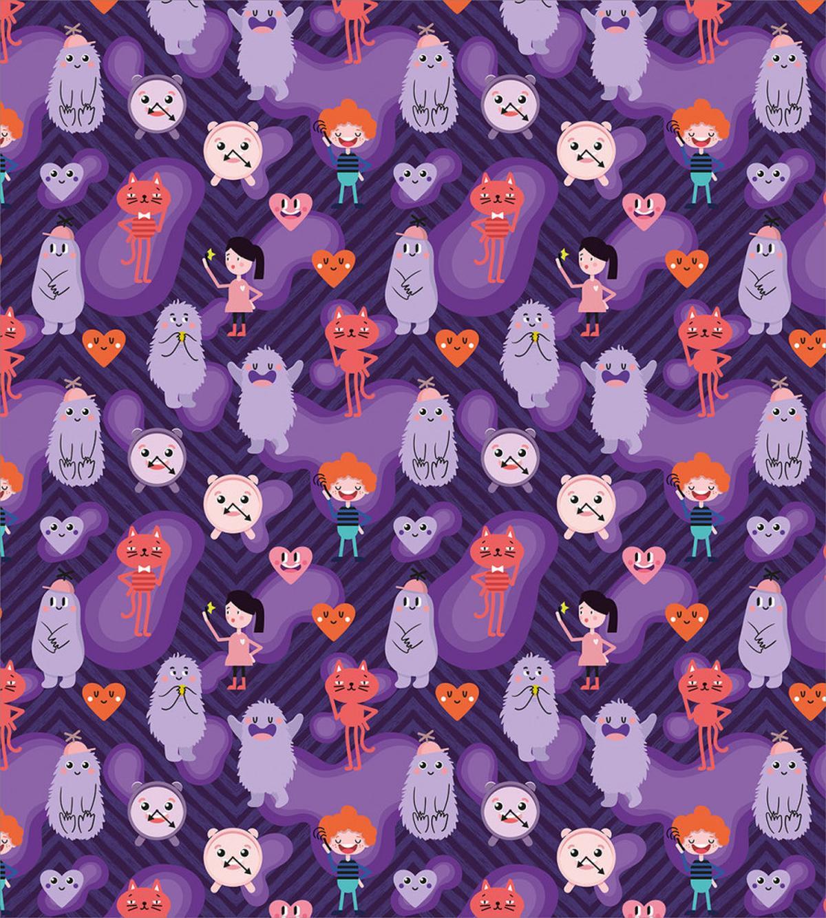 Funky Hearts and Creatures — Pattern