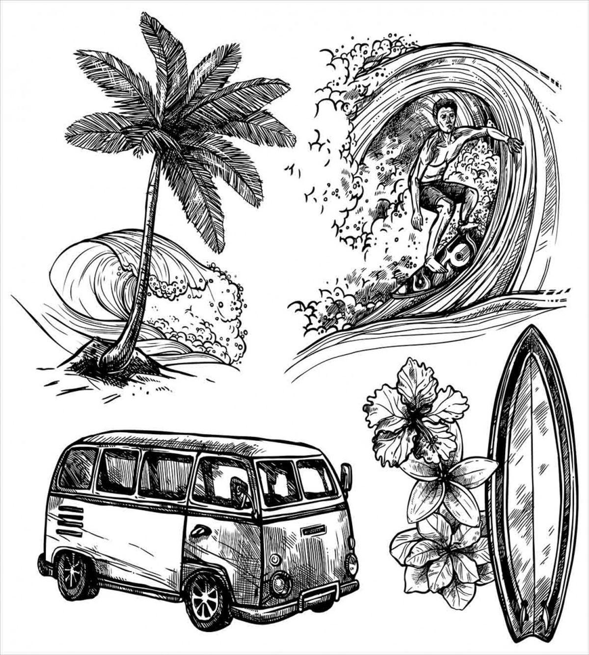Surfboard Beach Van — Pattern