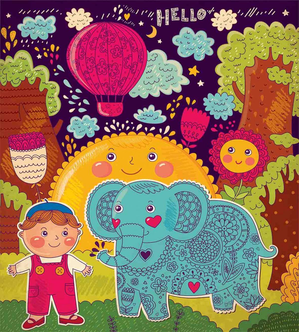 Cartoon Smiling Sun — Pattern