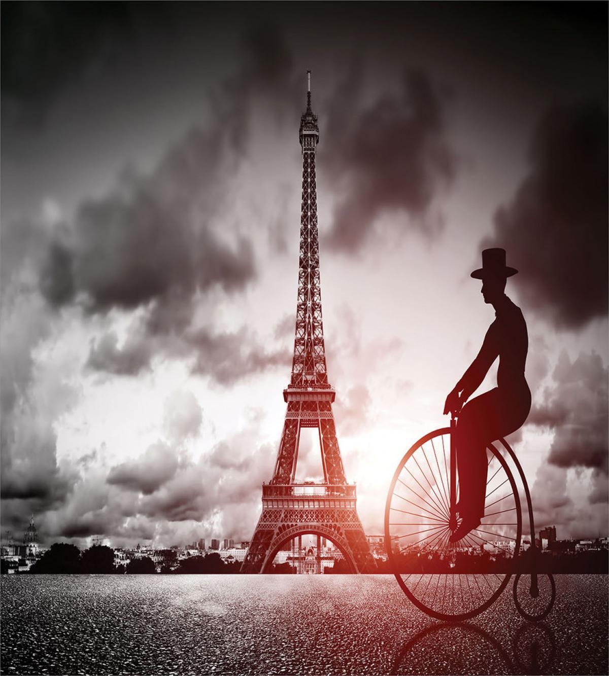 Man on Retro Bicycle — Pattern
