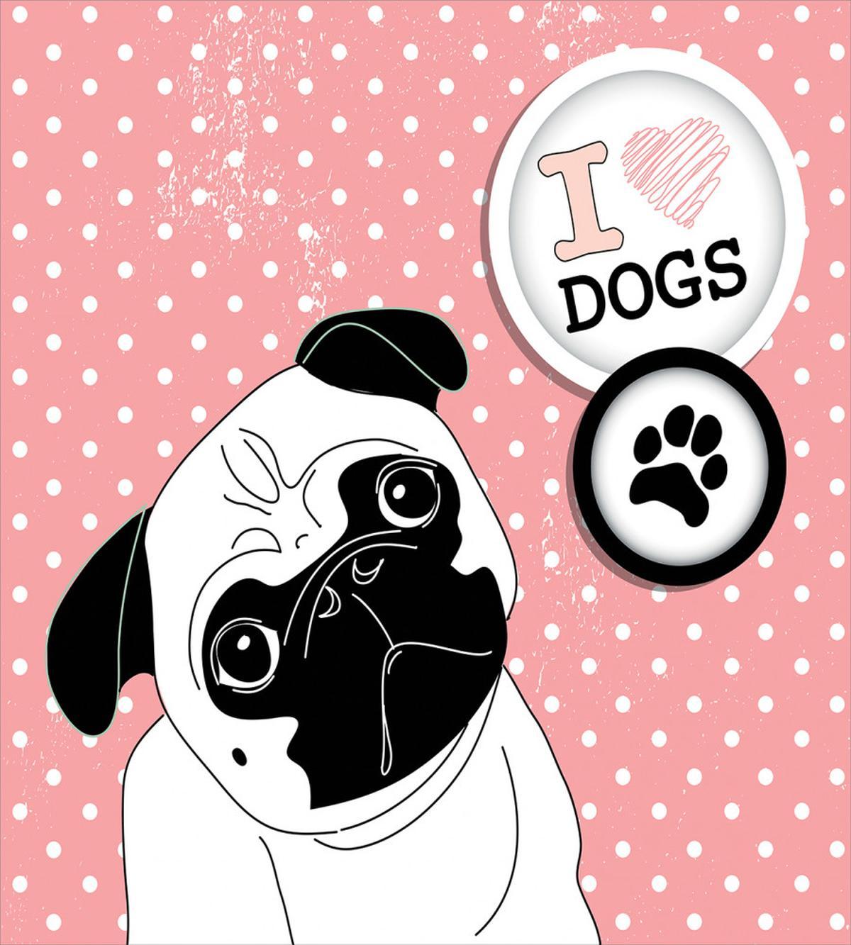 I Love Dogs Paw Print Logo — Pattern