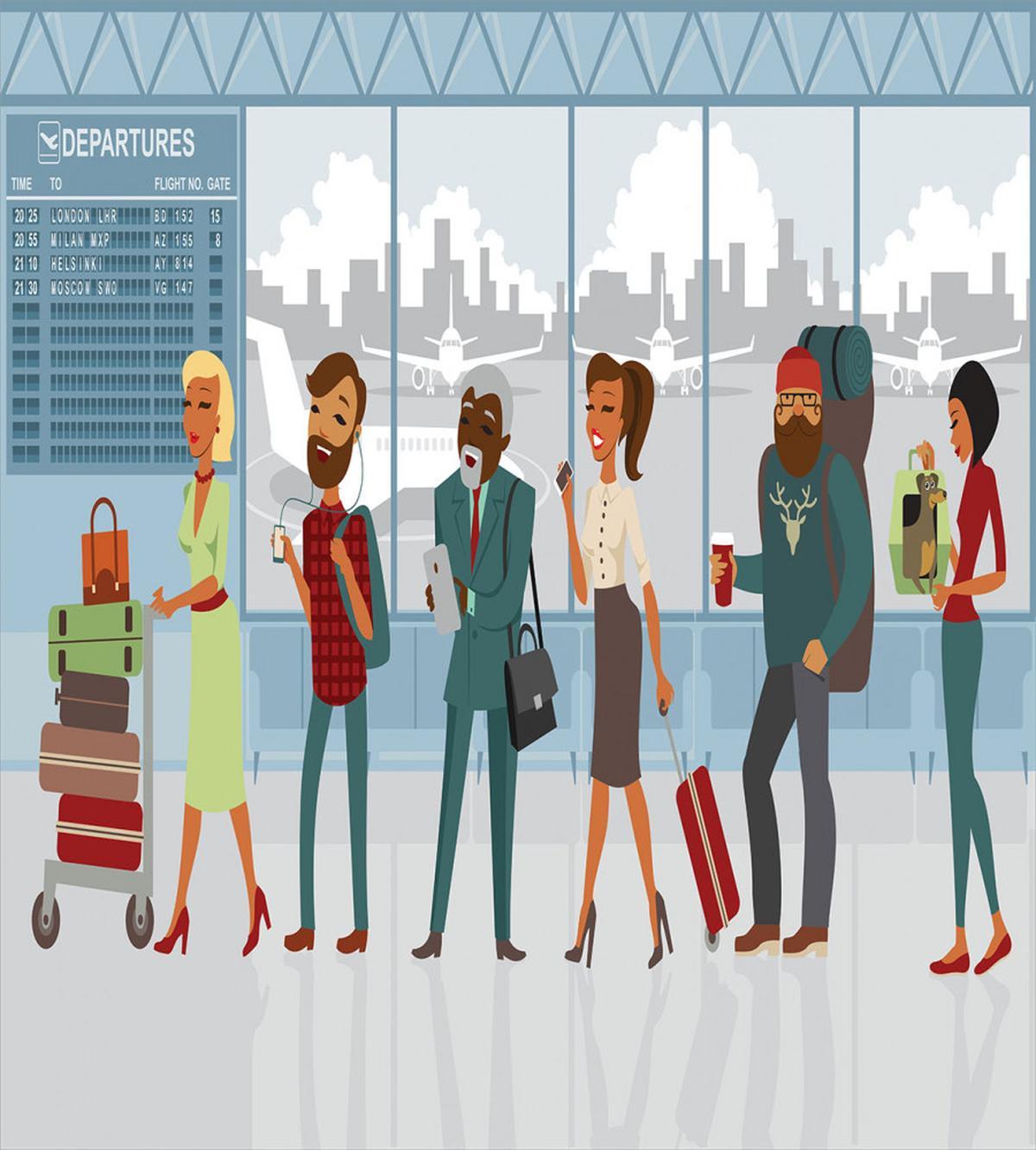 People at Line with Luggage — Pattern