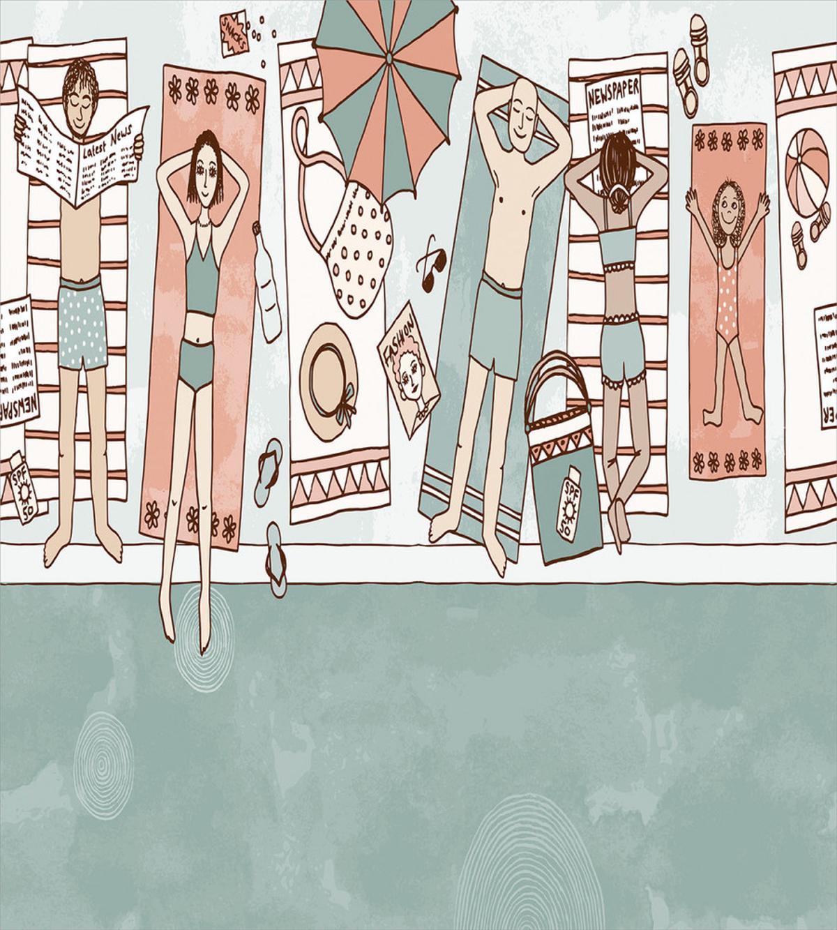 People Sunbathing by Pool — Pattern