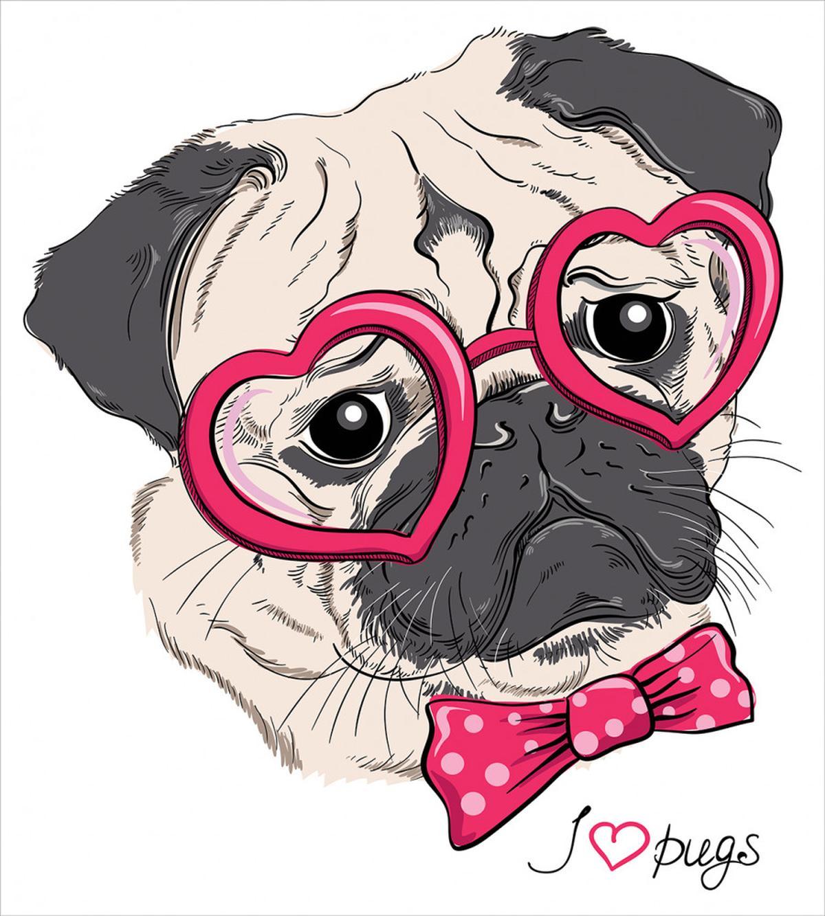 Dog with Heart Glasses Bow — Pattern