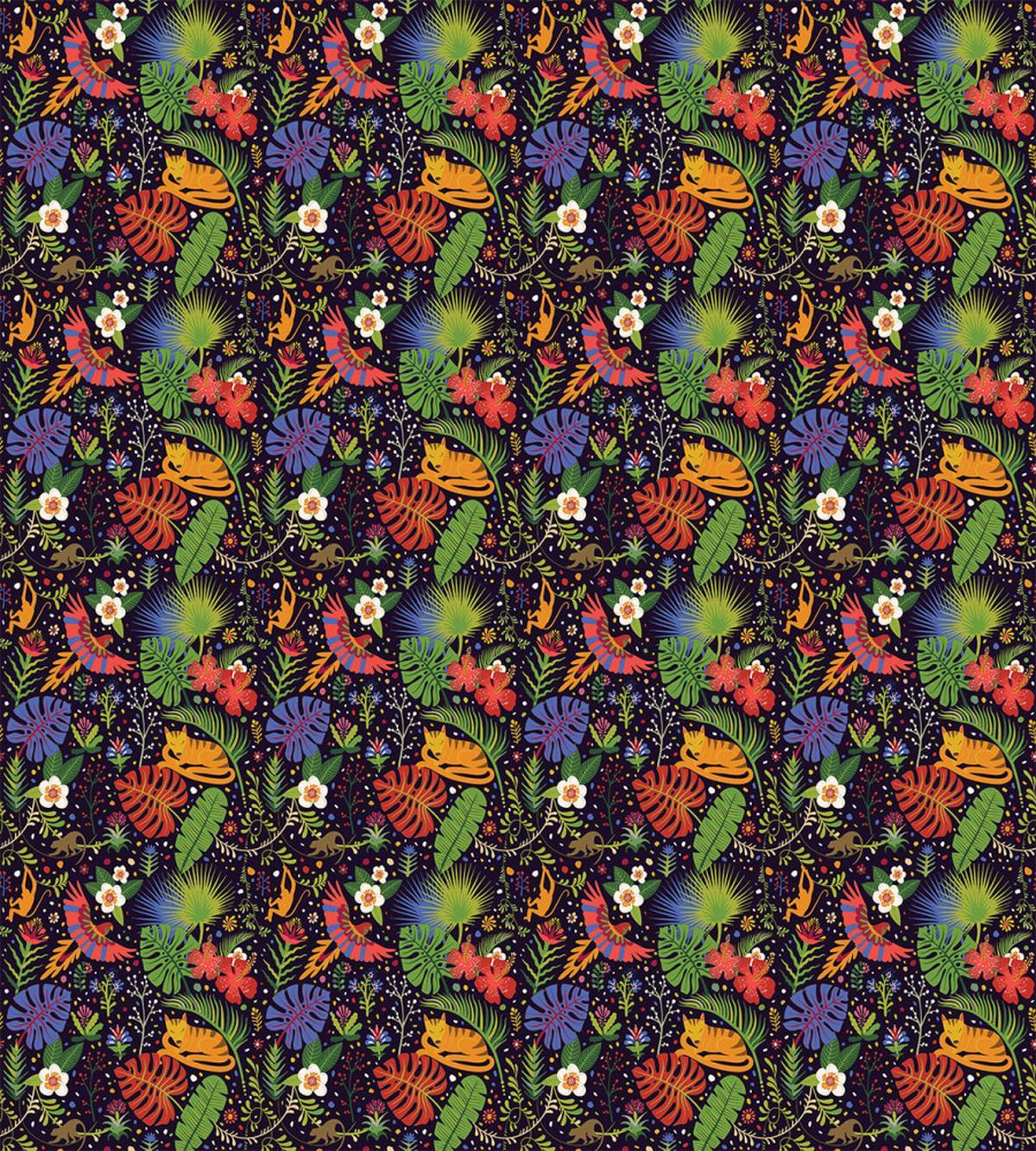 Monkeys Parrots Monstera — Pattern