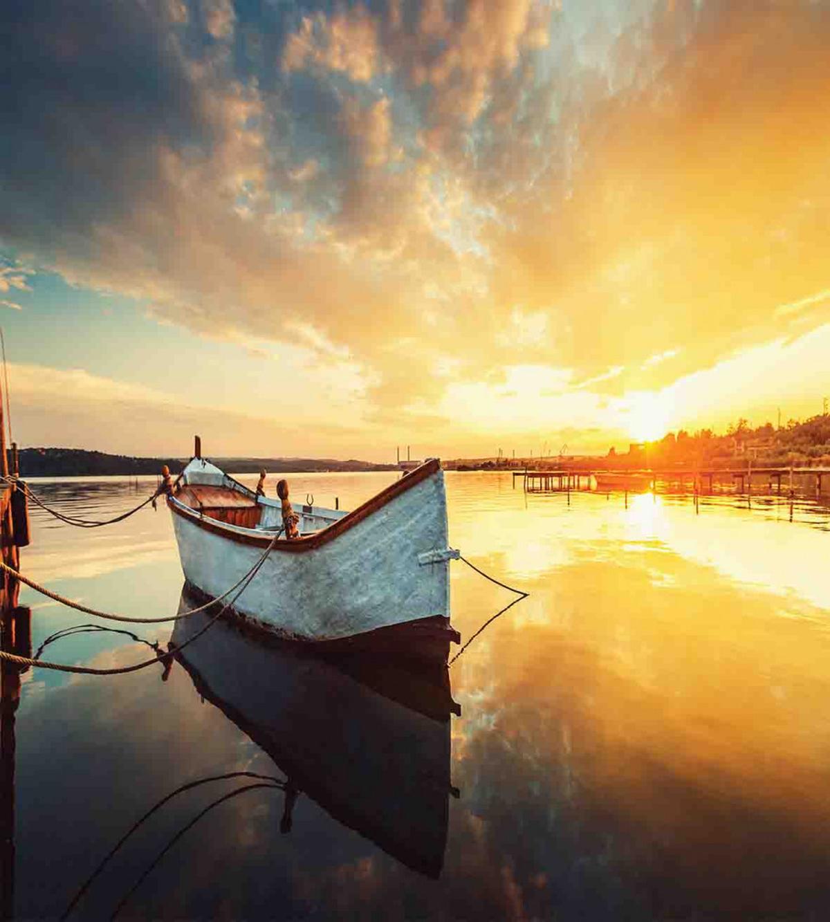Sunset at Harbor Boat — Pattern