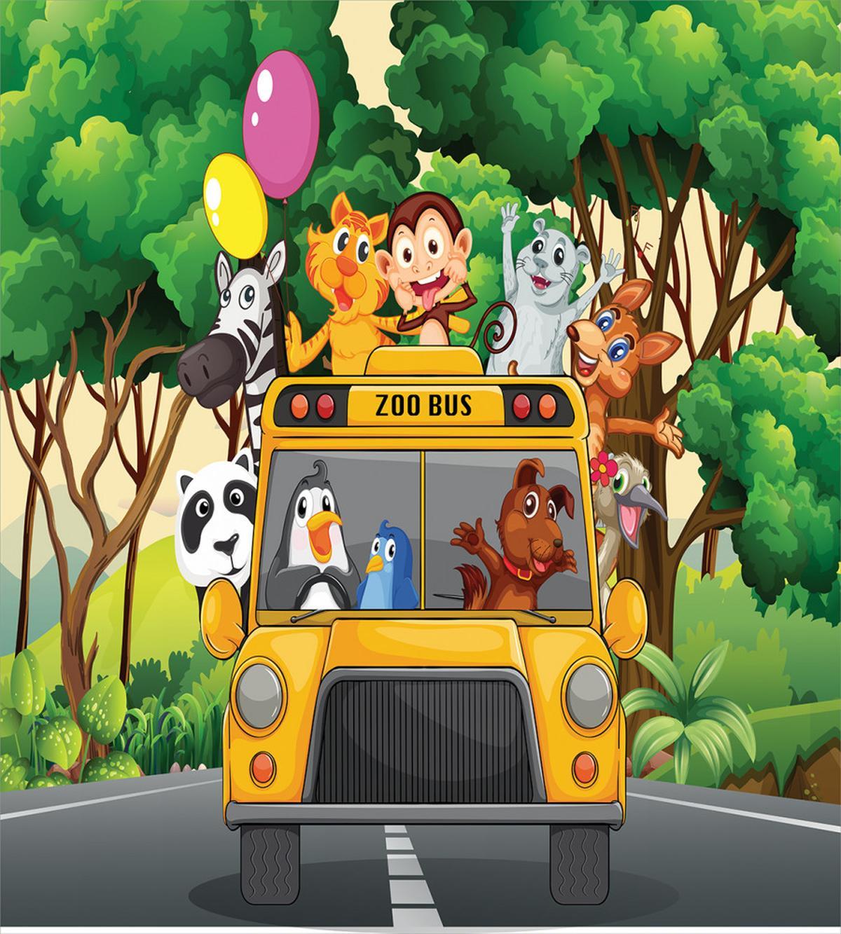 Animals Balloons Bus Travel — Pattern