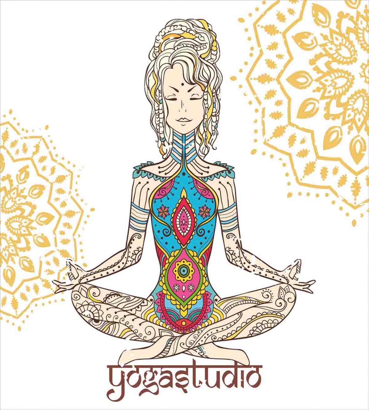 Meditating Girl Mandala — Pattern