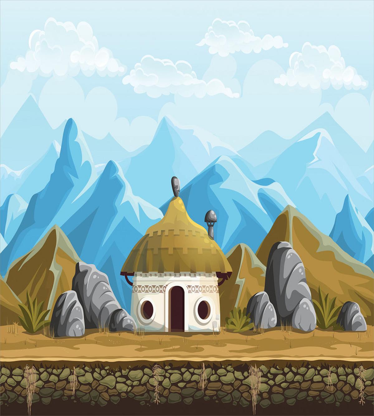 Hut in the Mountains Asia — Pattern