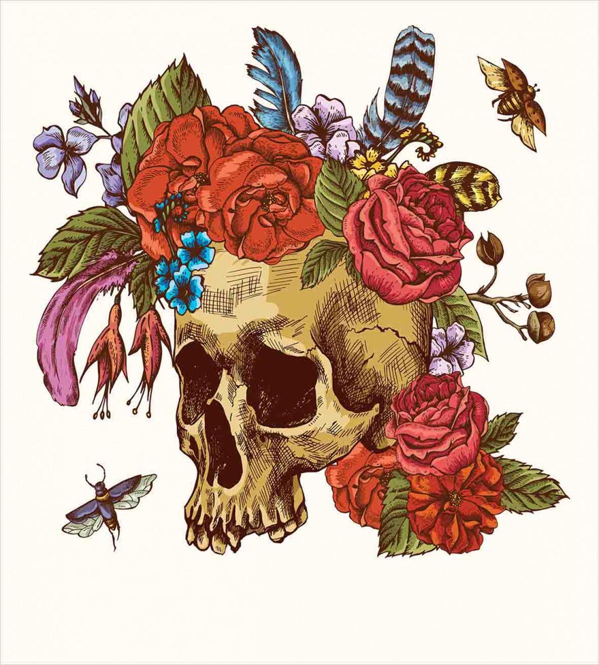 Skull Flowers Bees — Pattern