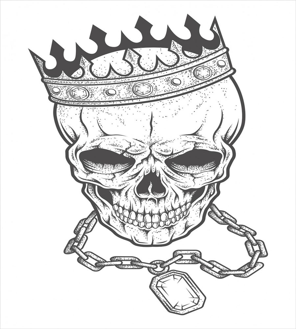 Skull Hip Hop Style Sketch — Pattern