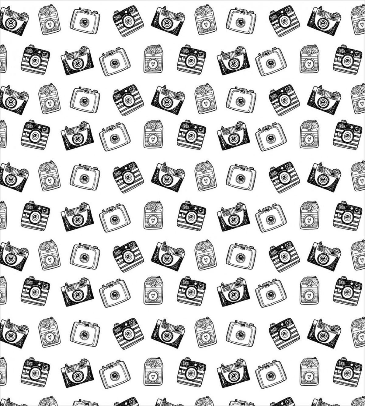 Pencil Drawn Retro Cameras — Pattern