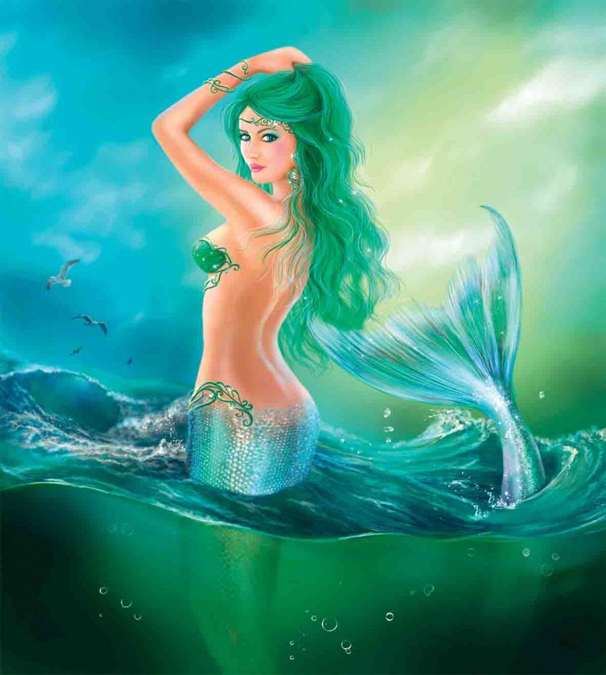 Mermaid Tail Waves Sea — Pattern
