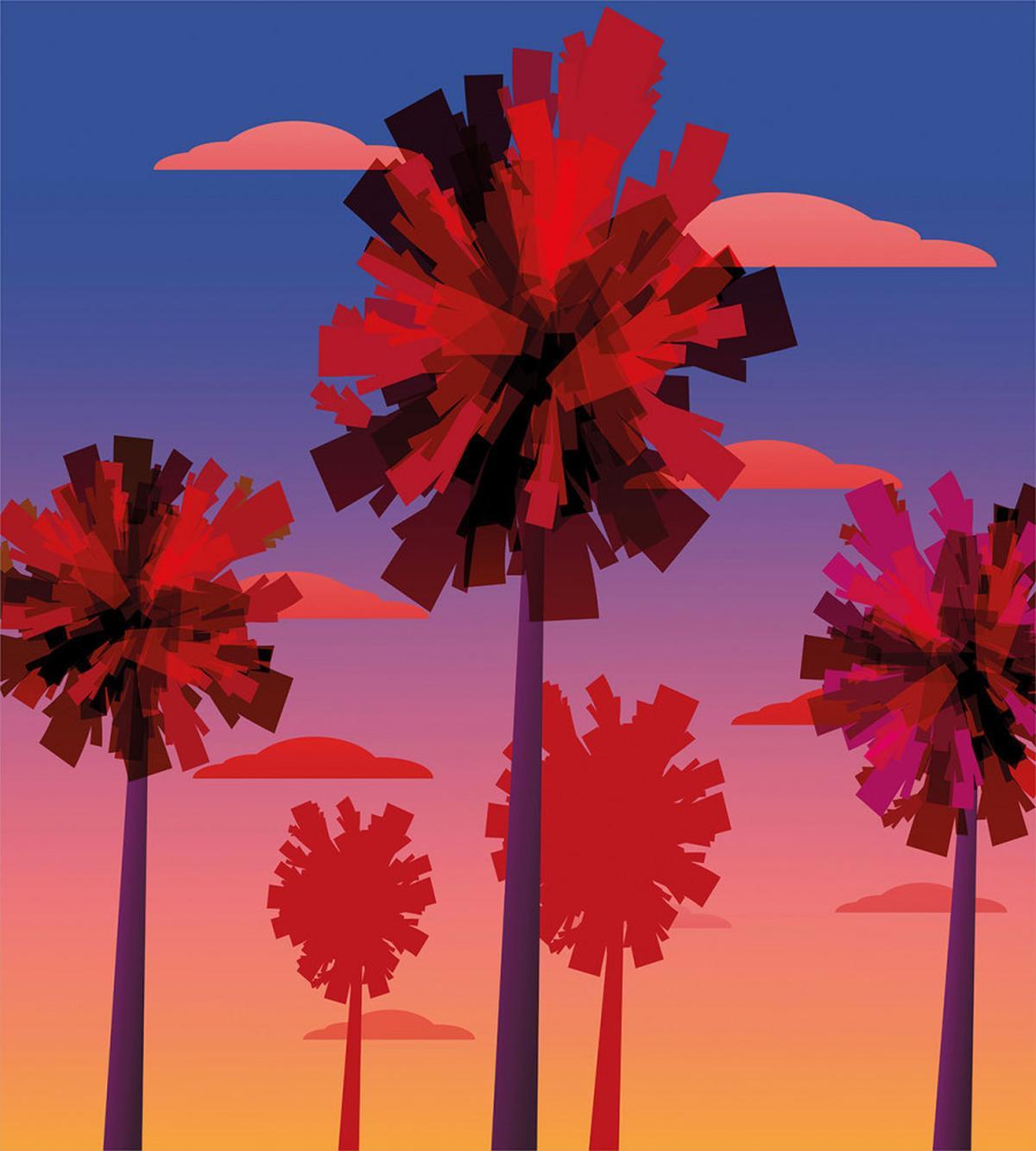 Modern Sunset Tropic Trees — Pattern