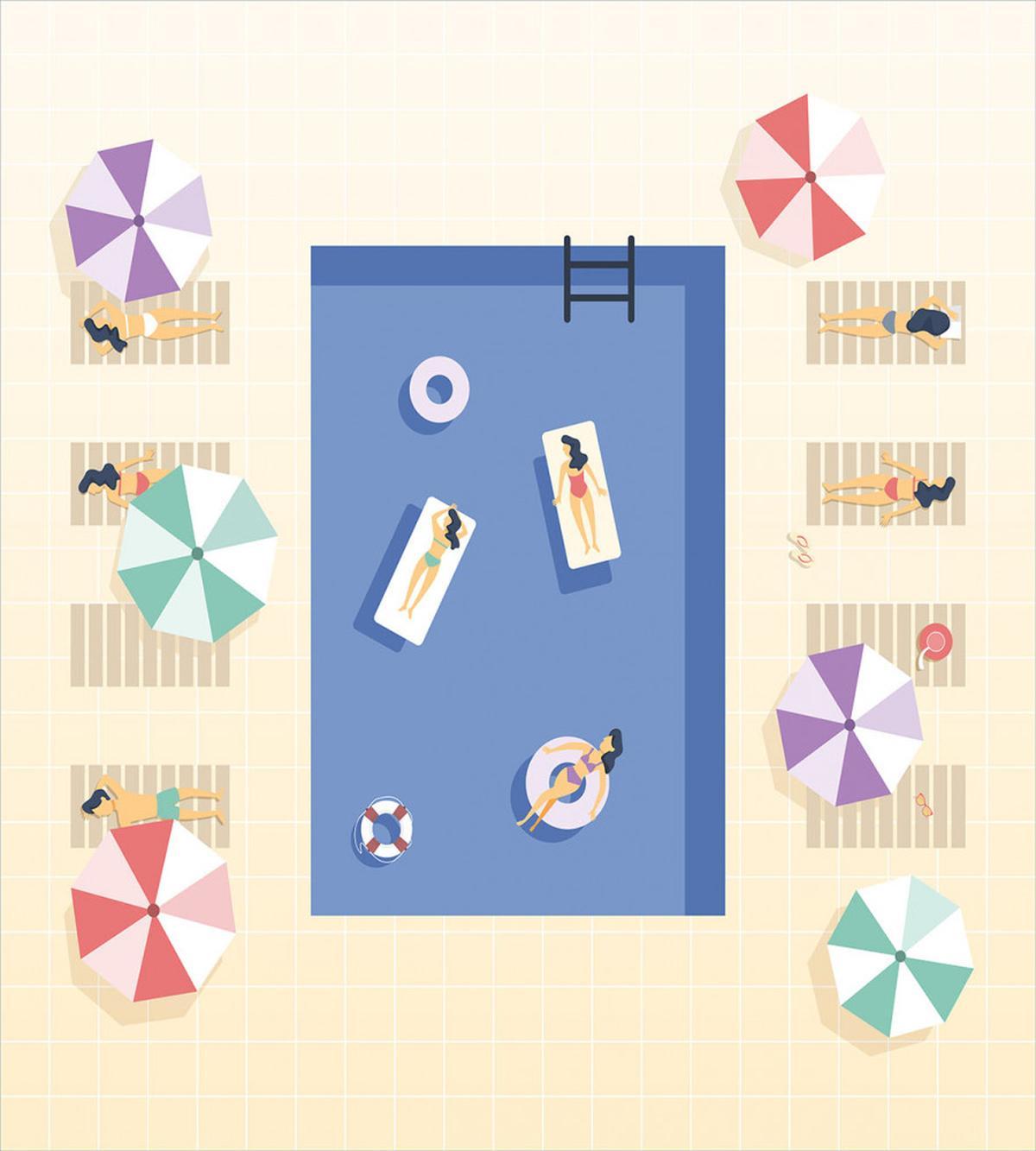 Top Poolside Sunbathing — Pattern