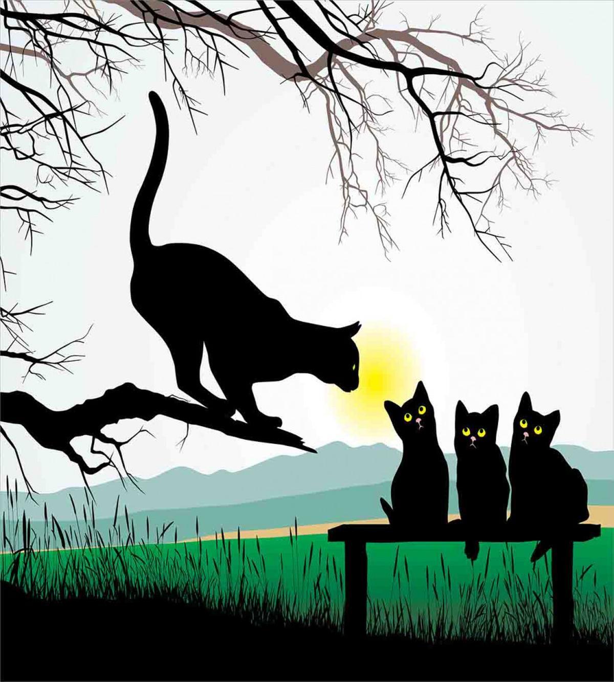 Mother Cat Baby Kittens — Pattern