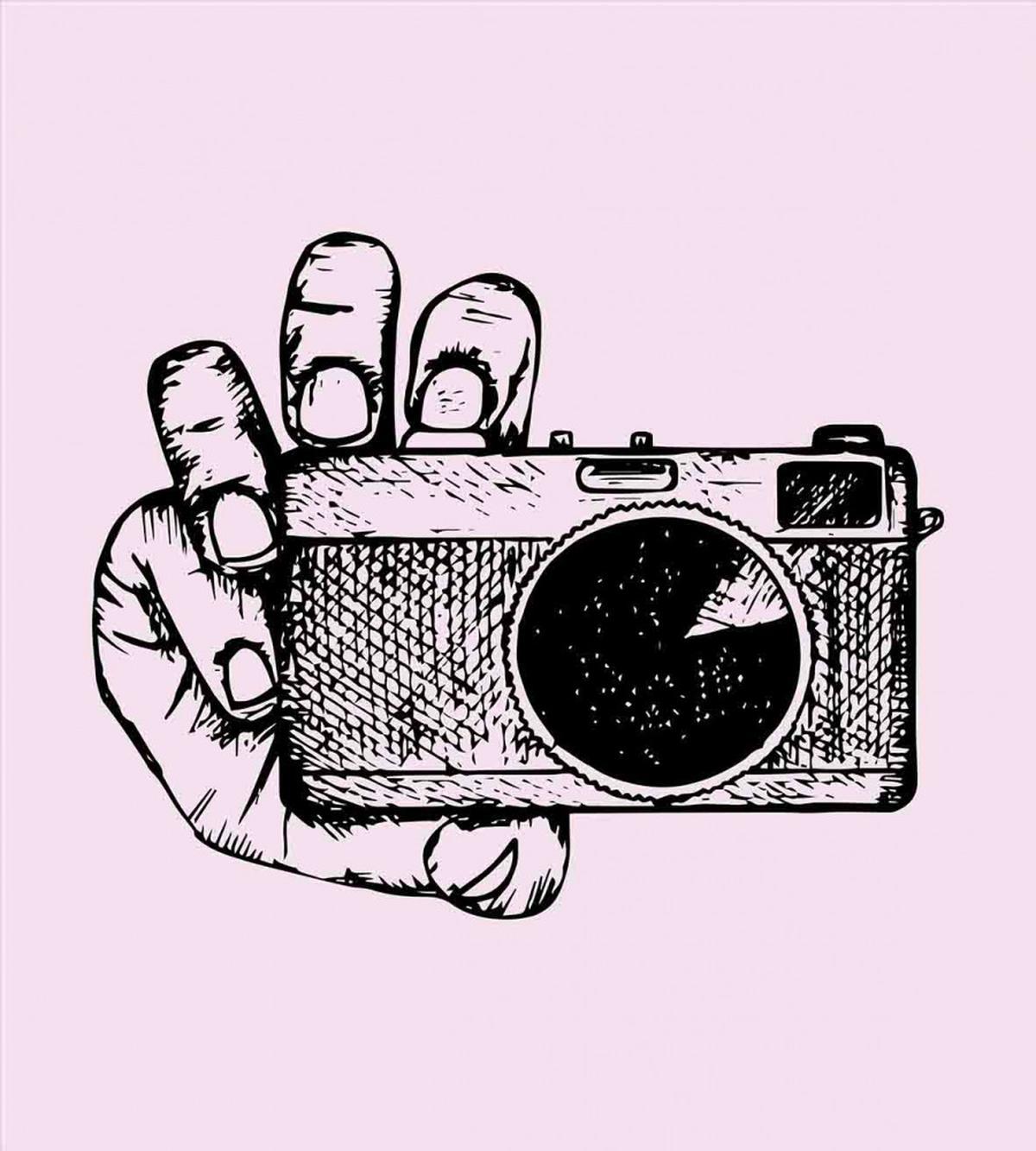 Sketch Style Camera Doodle — Pattern