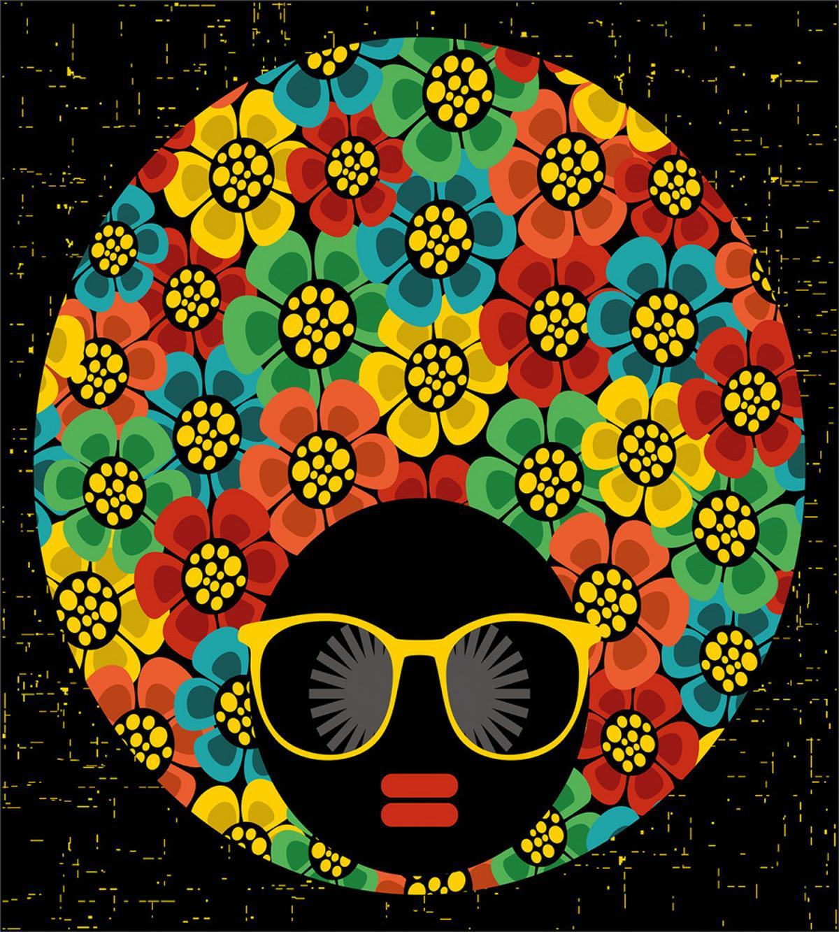Woman Head Flower Hair — Pattern