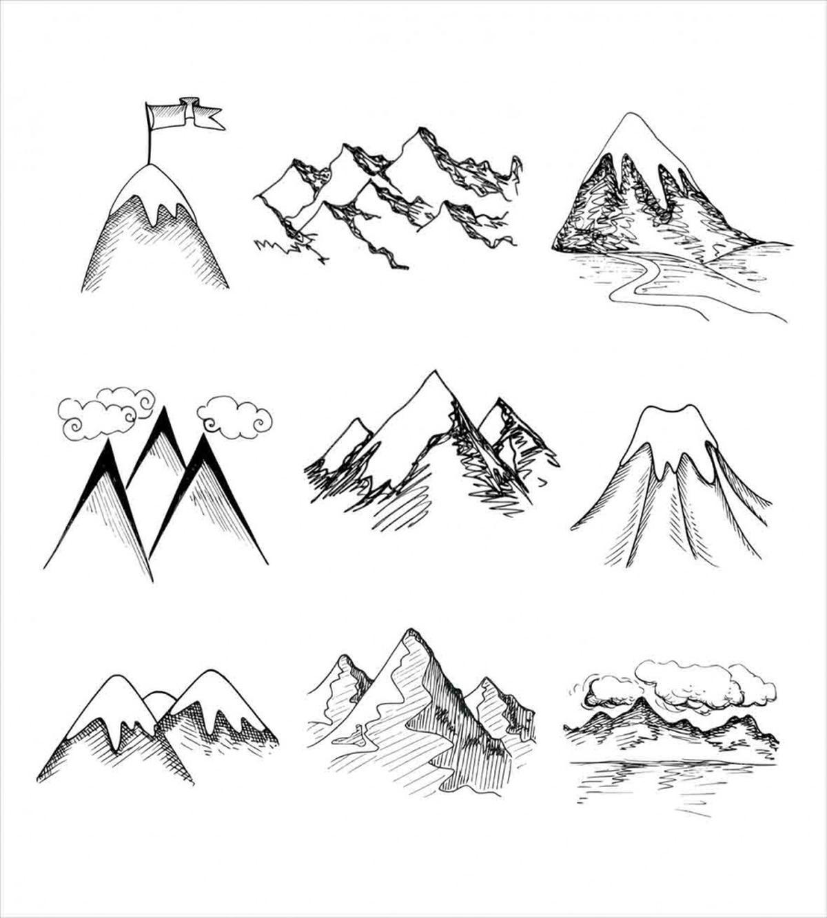 Snowy Peaks Doodle — Pattern