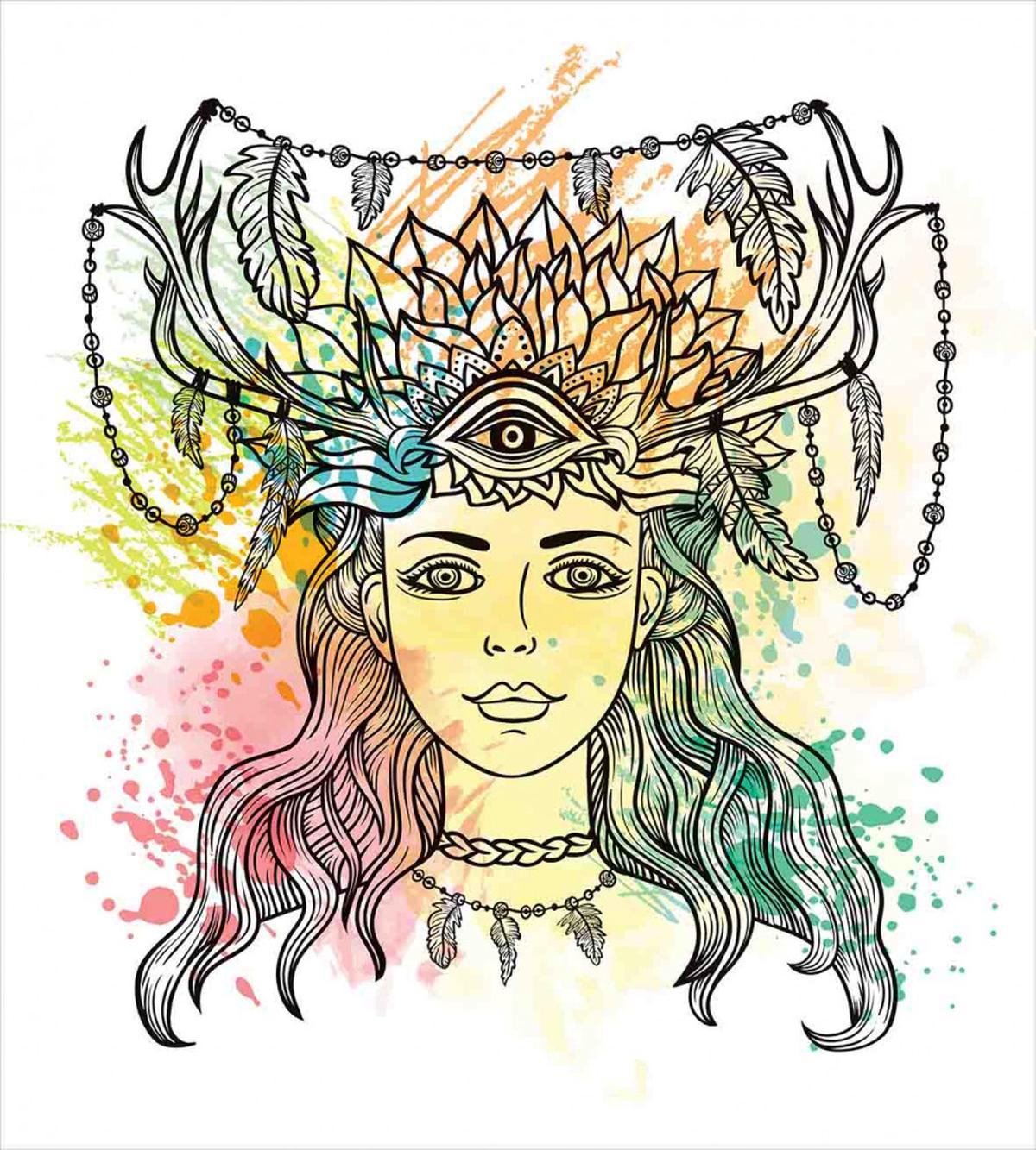 Female Shaman Feathers — Pattern