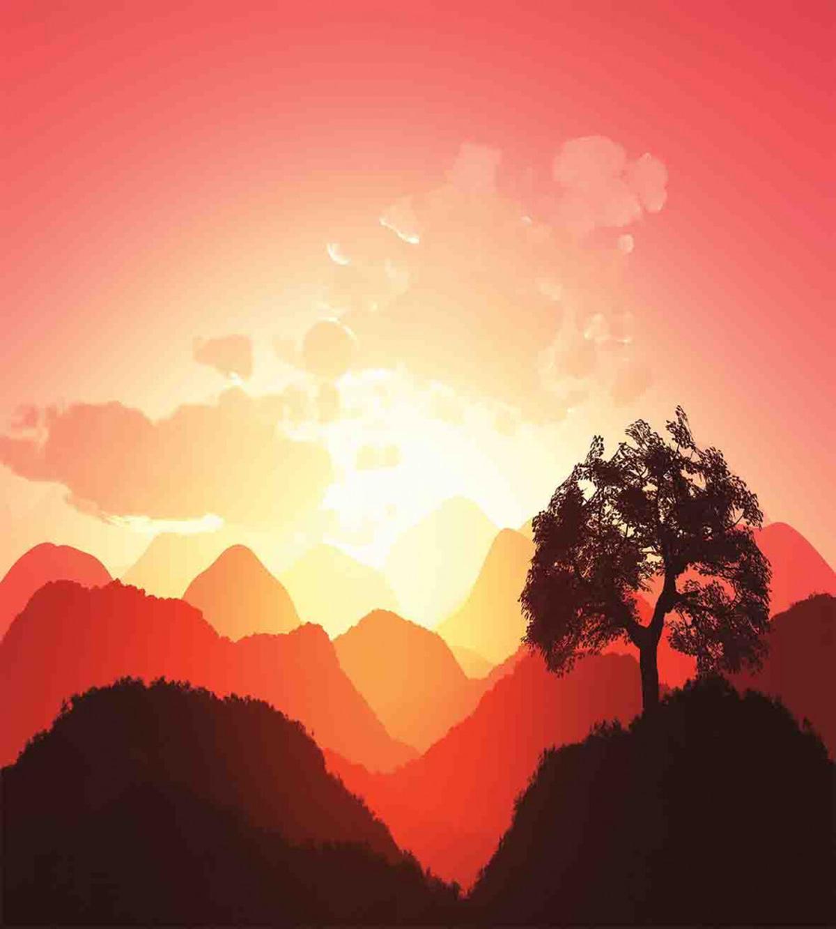 Sunset Tree Mountains — Pattern