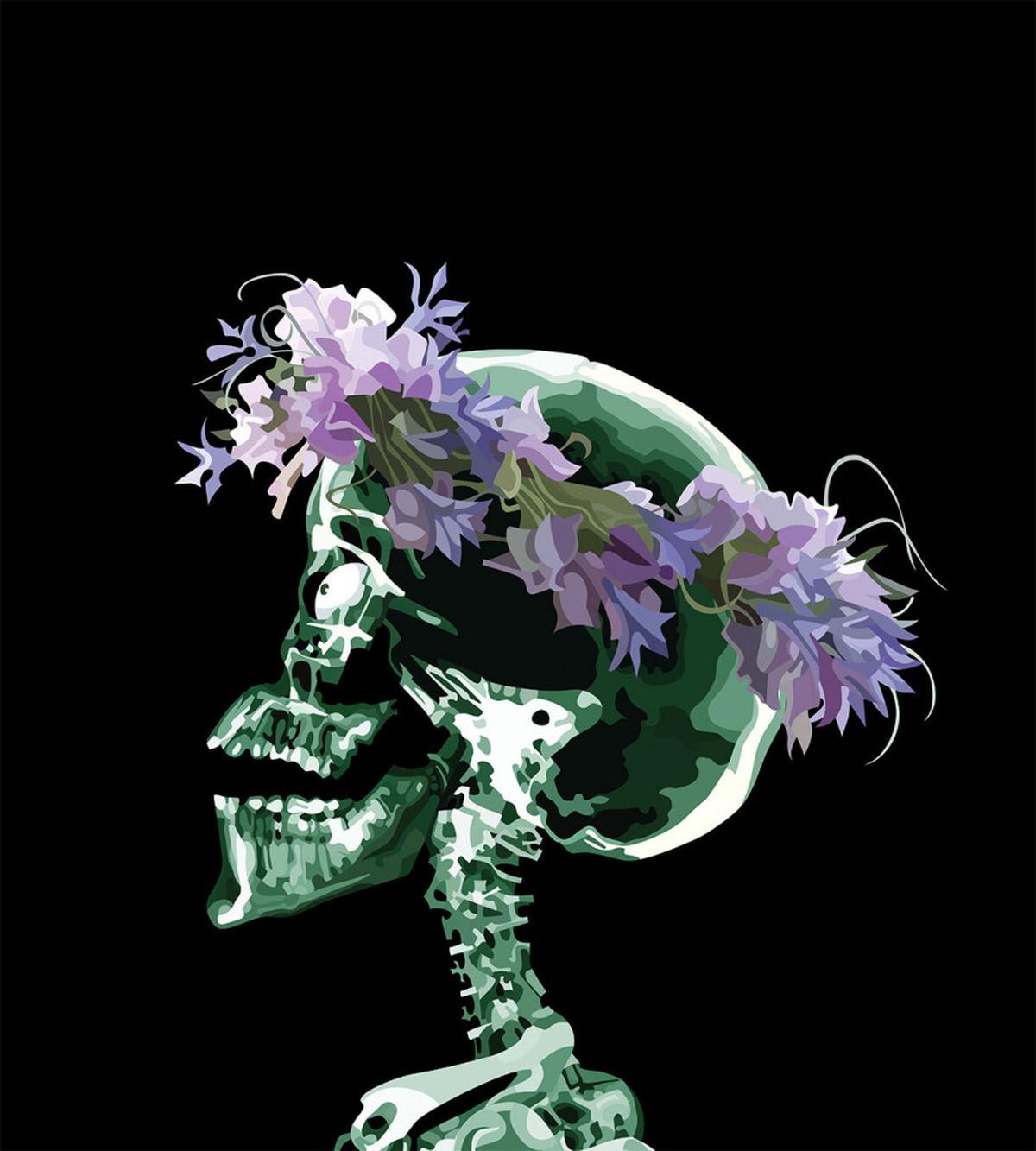 Xray Skeleton with Wreath — Pattern