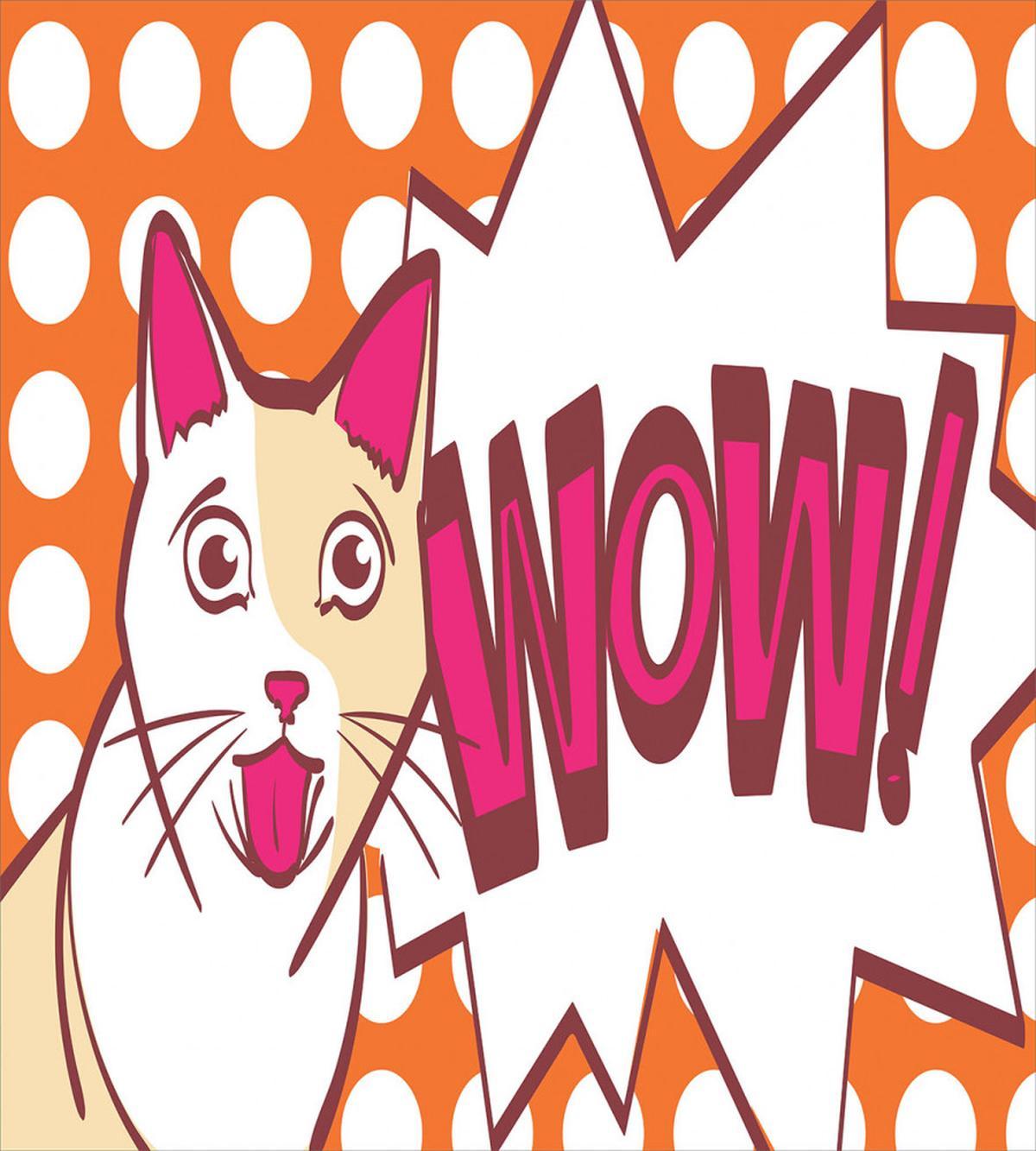 Comic Cat with Wow Lettering — Pattern