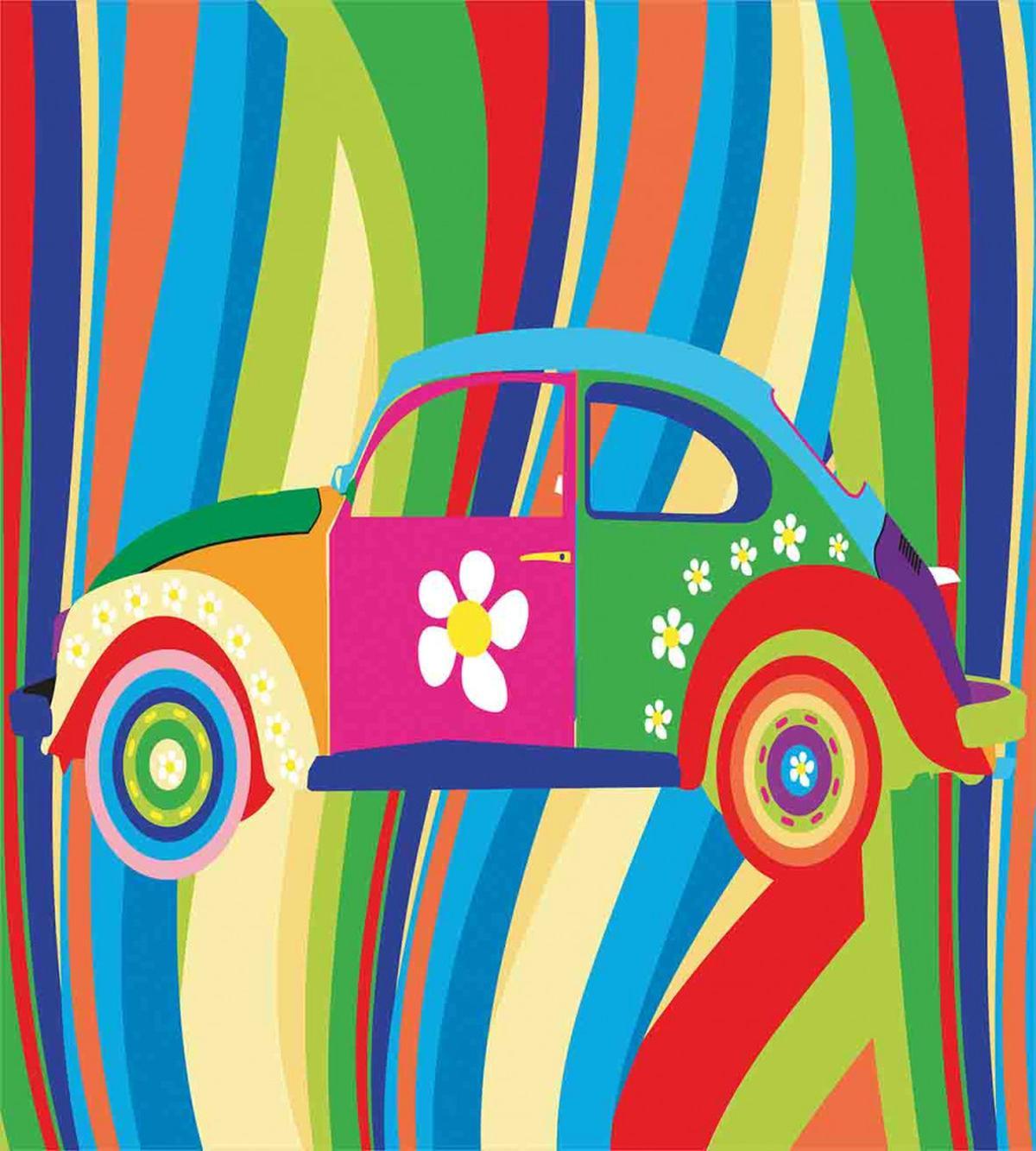 Hippie Style Classic Car — Pattern