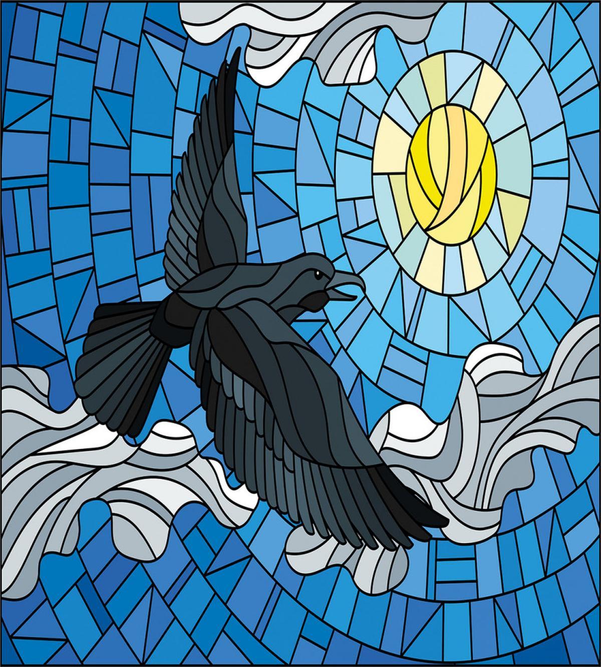 Stained Glass Bird Sky — Pattern
