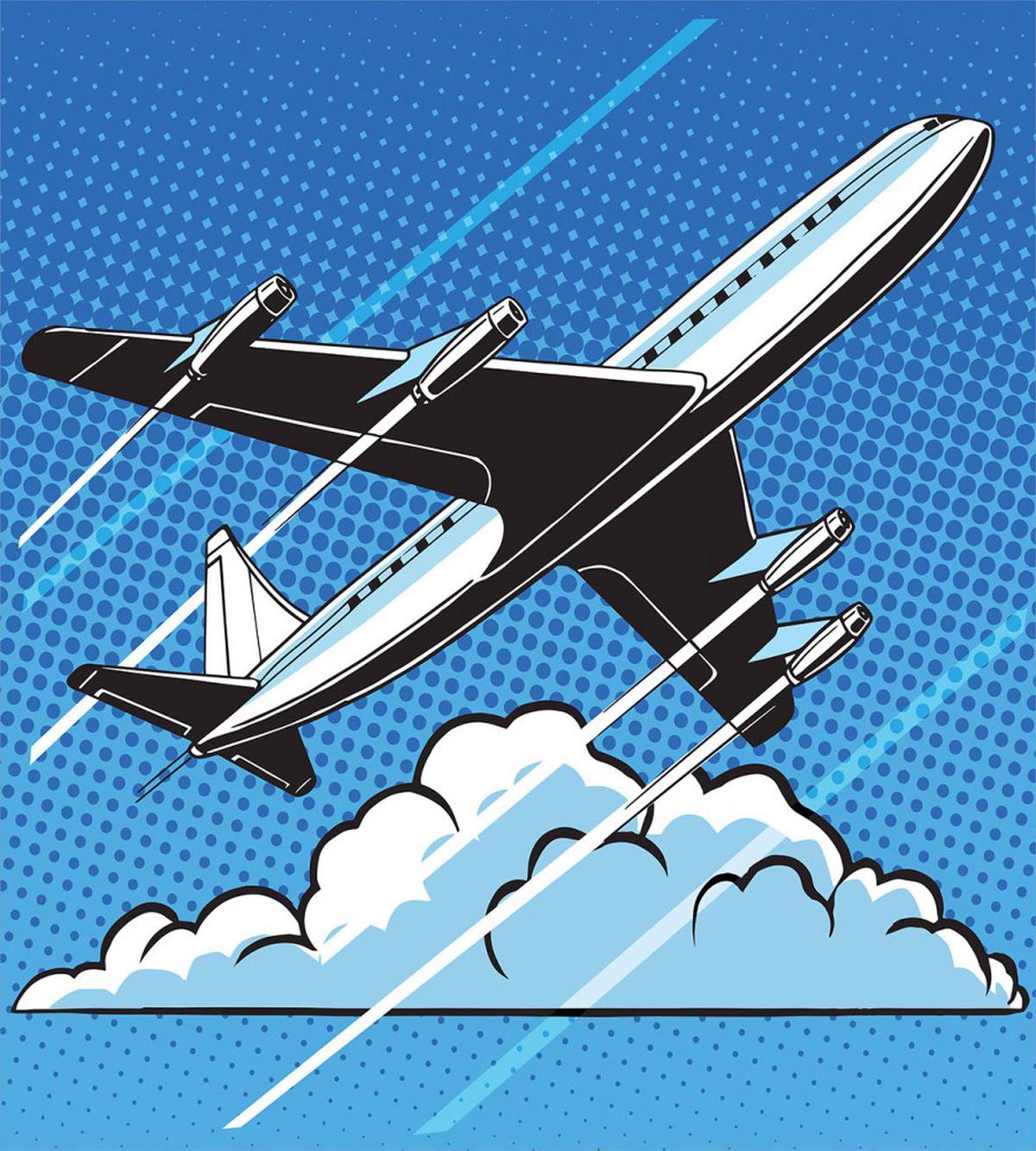 Pop Art Take Off Plane Dots — Pattern