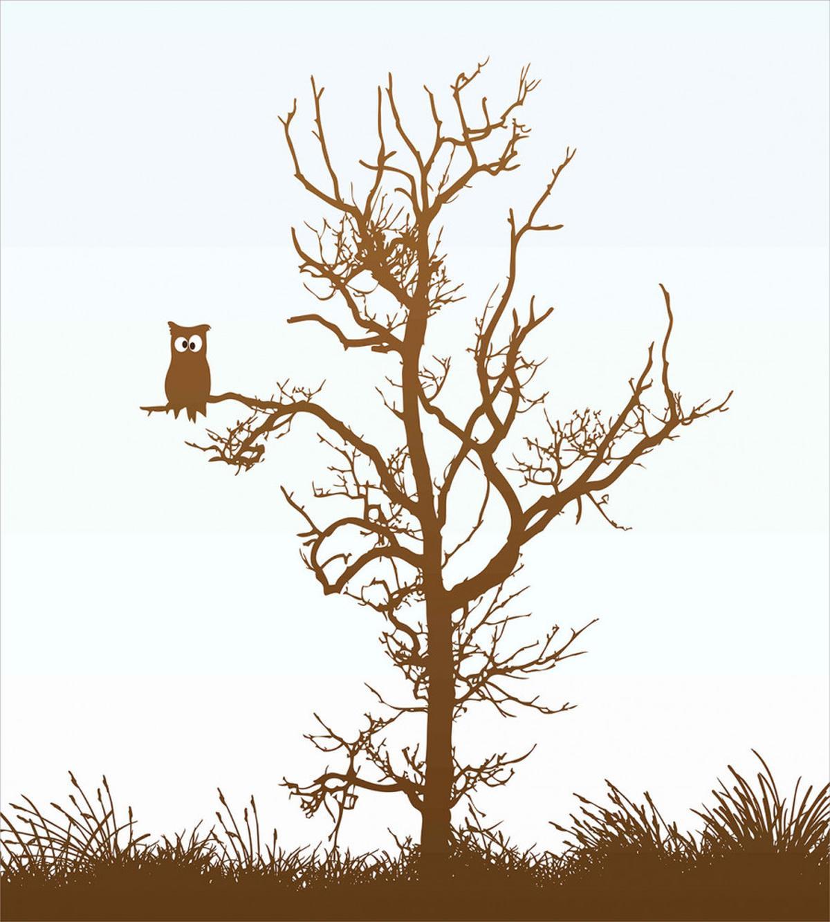 Owl Autumn Tree Branch — Pattern