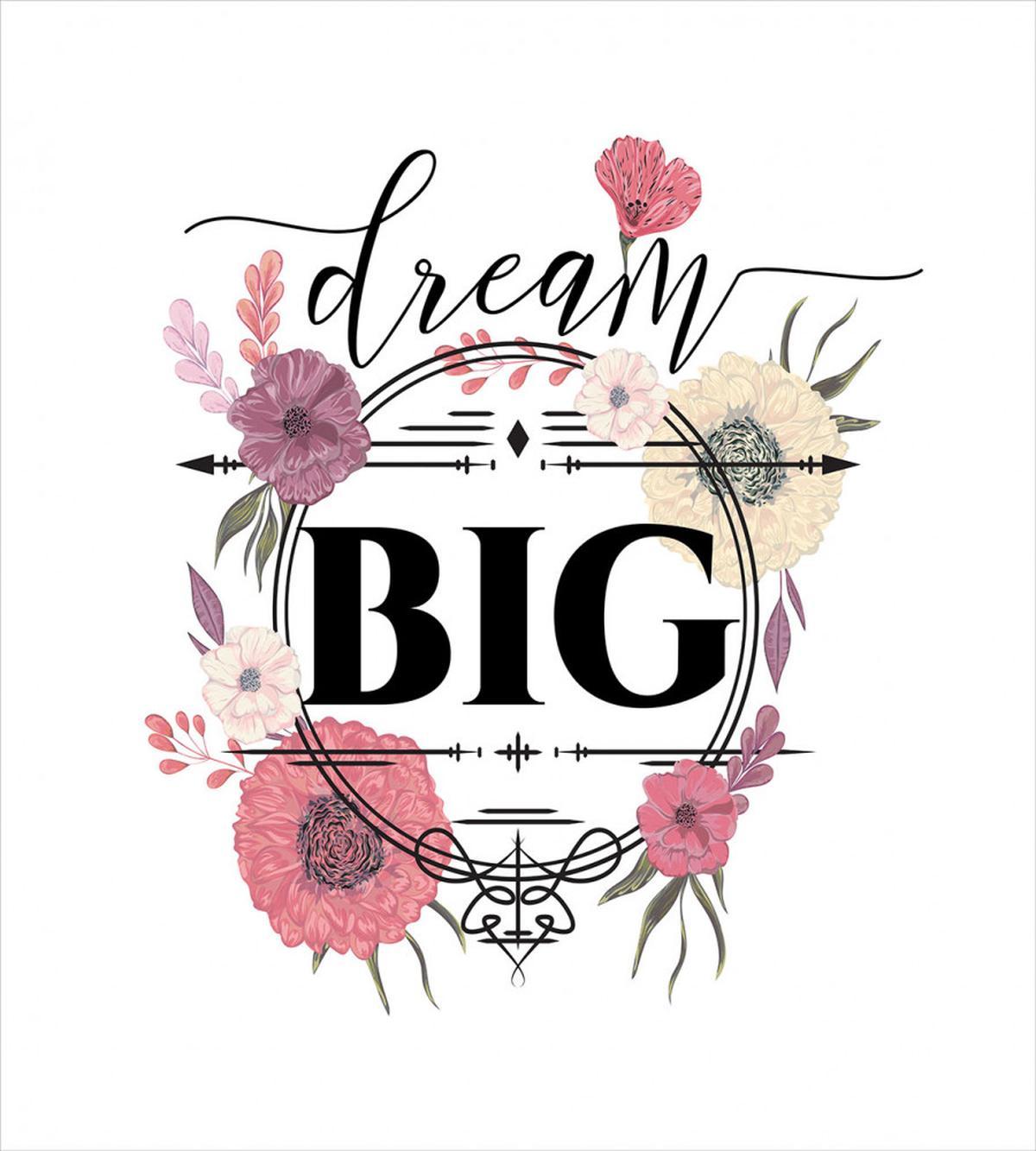 Dream Big Typography Flowers — Pattern