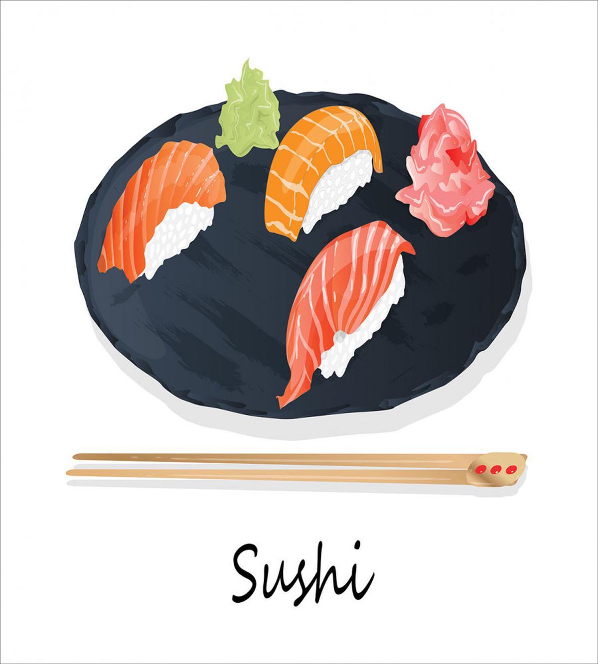 Sushi Text and Japan Plate — Pattern