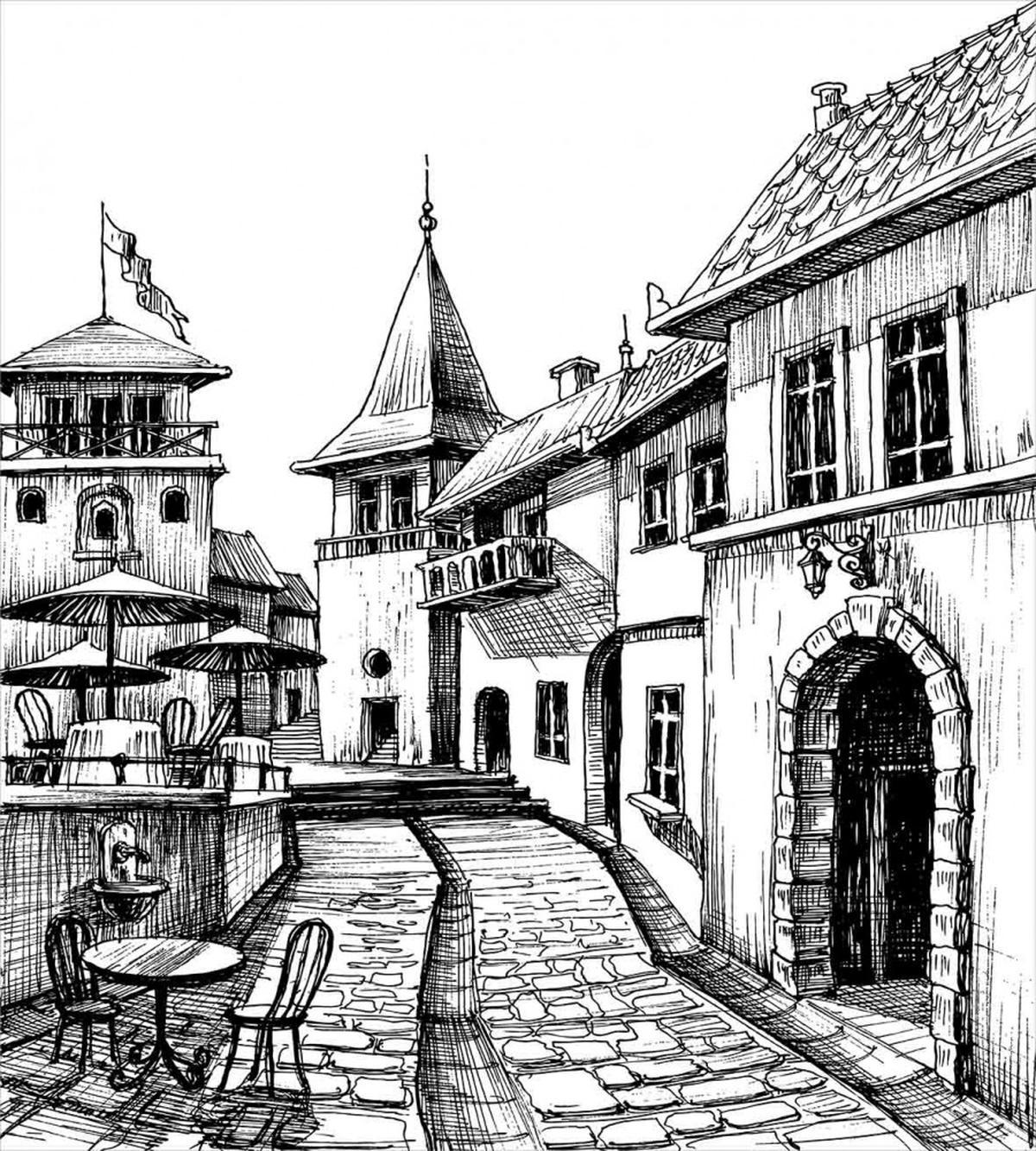 Old Town Street Peaceful — Pattern