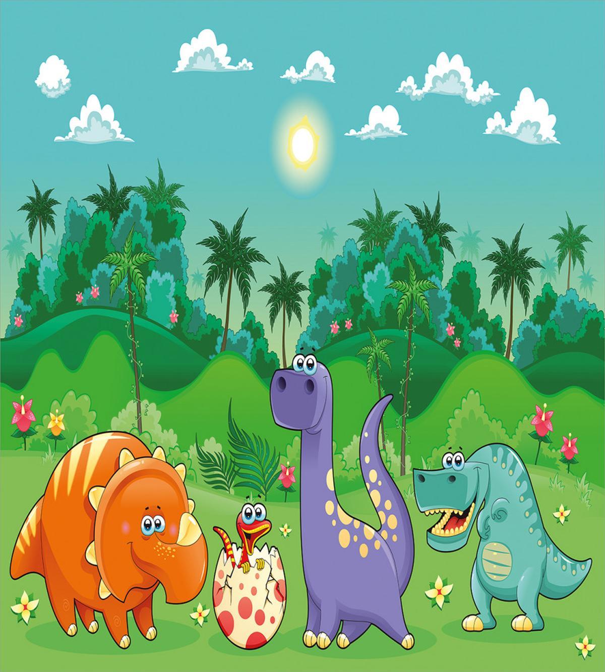 Funny Dinosaurs Cartoon — Pattern