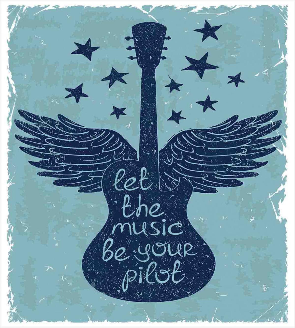 Music Guitar Wings Blue — Pattern