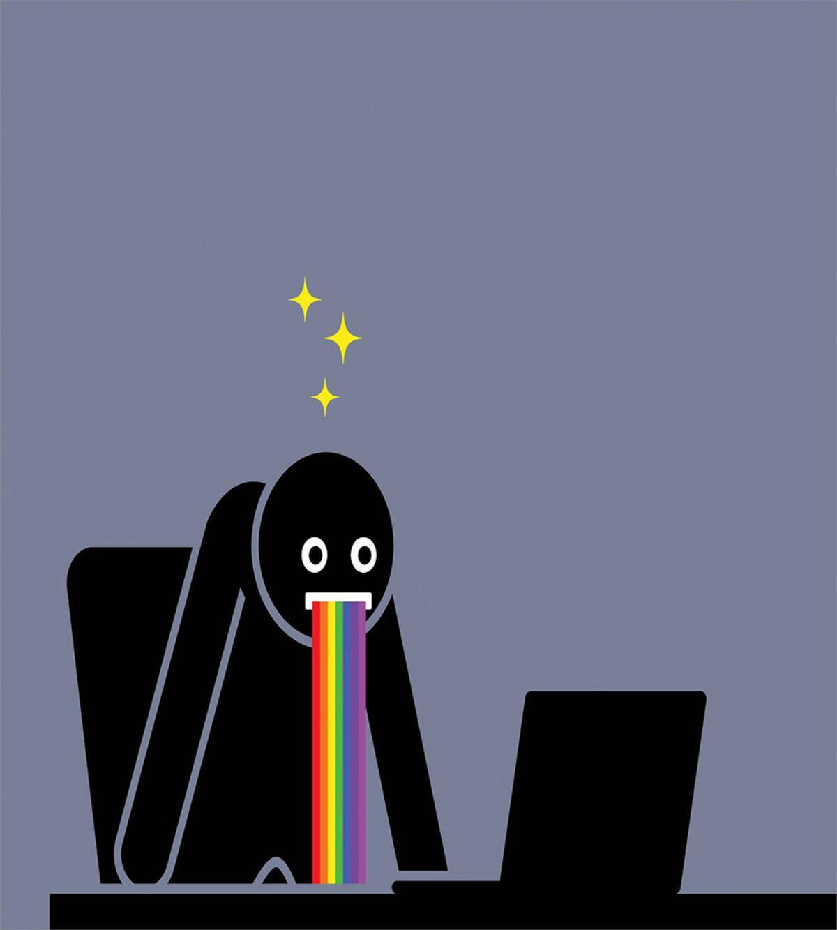 Amazed Man Puke Rainbow Image — Pattern