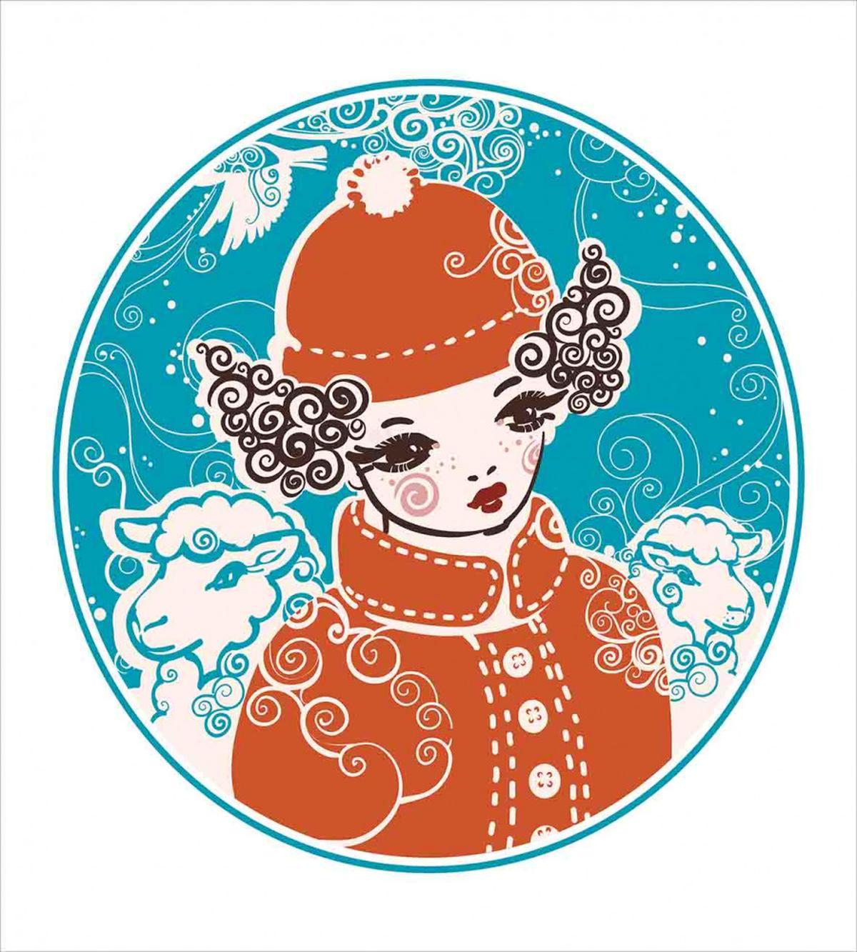 Little Girl in Winter Sheep — Pattern