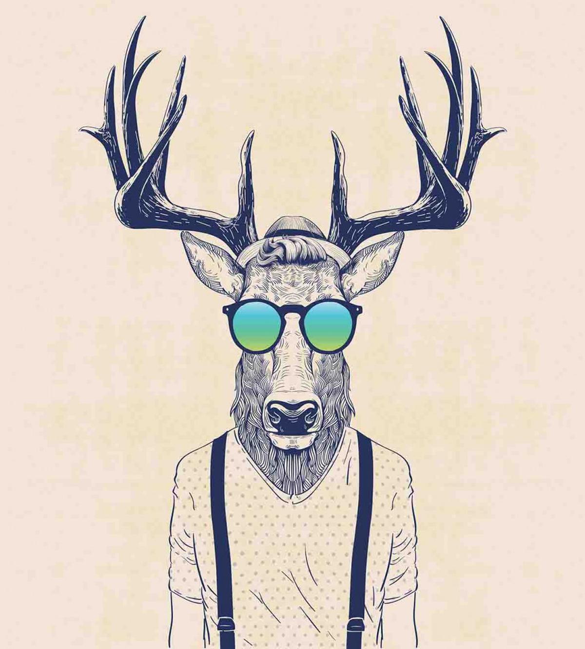 Hipster Cool Fun Animal — Pattern