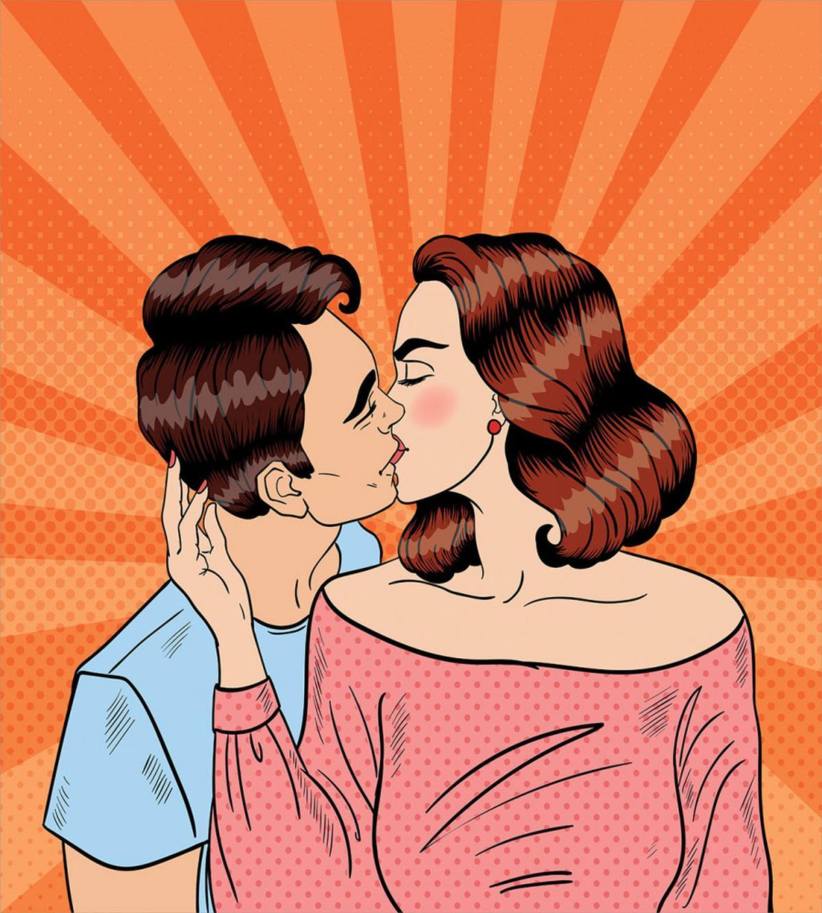 Happy Young Couple Retro — Pattern